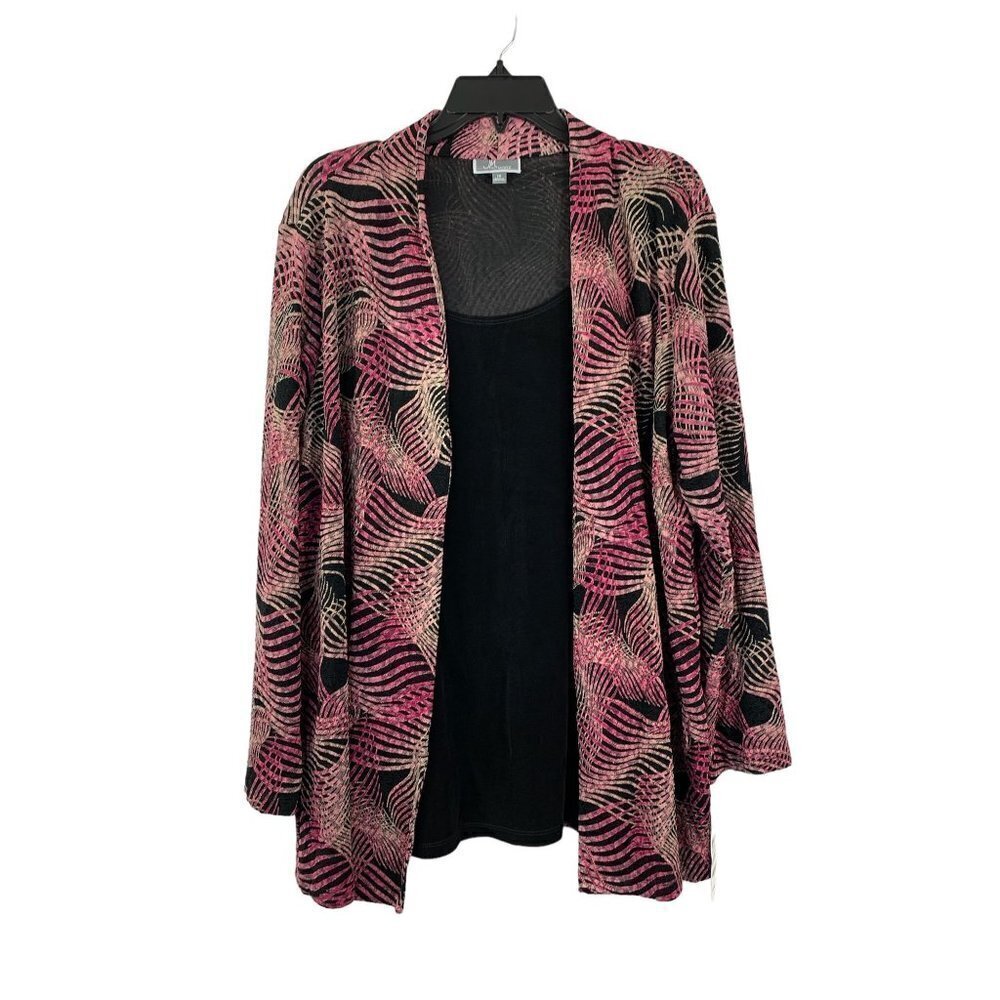 JM Collection Women's Pink & Black Ribbon Hash Blouse